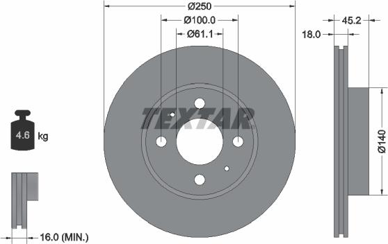 Textar 92080100 - Гальмівний диск avtolavka.club