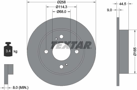 Textar 92080200 - Гальмівний диск avtolavka.club