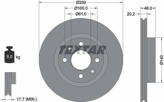 Textar 92036400 - Гальмівний диск avtolavka.club