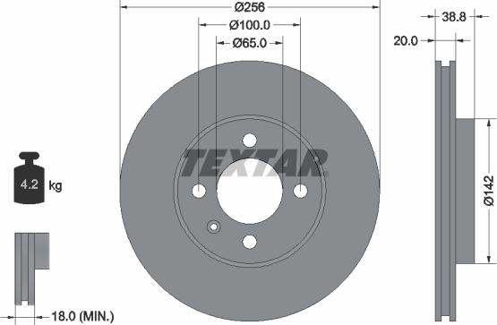 Textar 92036805 - Гальмівний диск avtolavka.club