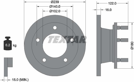 Textar 92038900 - Гальмівний диск avtolavka.club