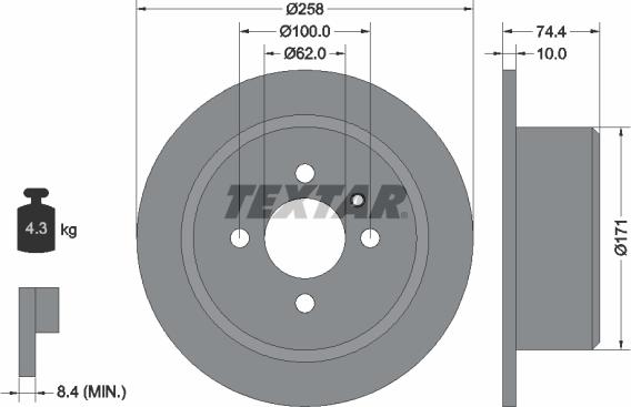 Textar 92038400 - Гальмівний диск avtolavka.club