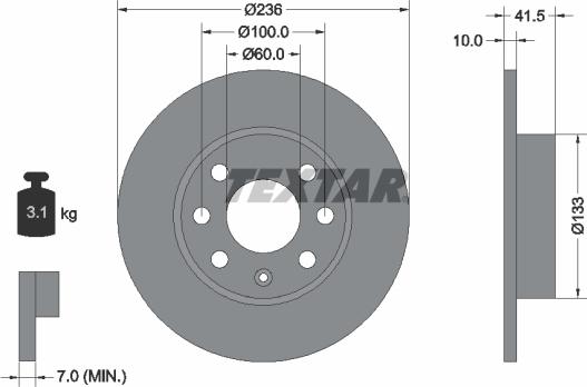 Textar 92020800 - Гальмівний диск avtolavka.club