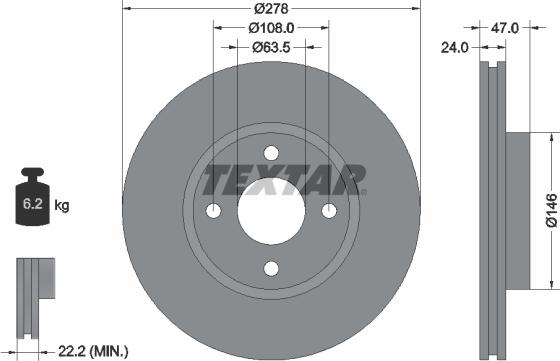 Textar 92075400 - Гальмівний диск avtolavka.club