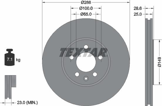 Textar 92072805 - Гальмівний диск avtolavka.club