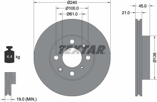 Textar 92077803 - Гальмівний диск avtolavka.club