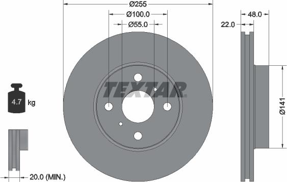 Textar 92077200 - Гальмівний диск avtolavka.club