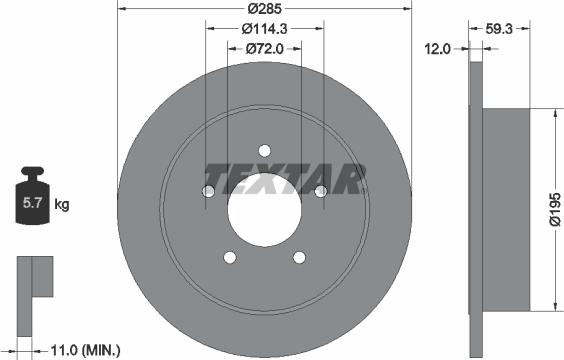 Textar 92194003 - Гальмівний диск avtolavka.club