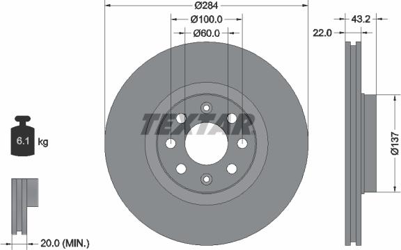 Textar 92145800 - Гальмівний диск avtolavka.club