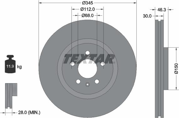 Textar 92143900 - Гальмівний диск avtolavka.club