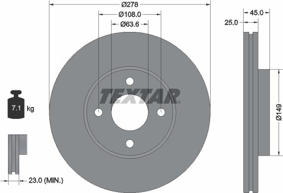 Textar 92159003 - Гальмівний диск avtolavka.club