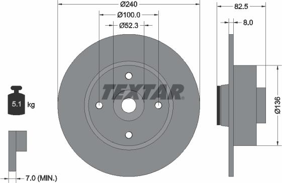 Textar 92154403 - Гальмівний диск avtolavka.club