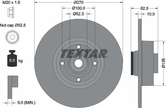 Textar 92154503 - Гальмівний диск avtolavka.club