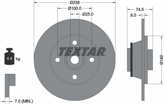 Textar 92154100 - Гальмівний диск avtolavka.club