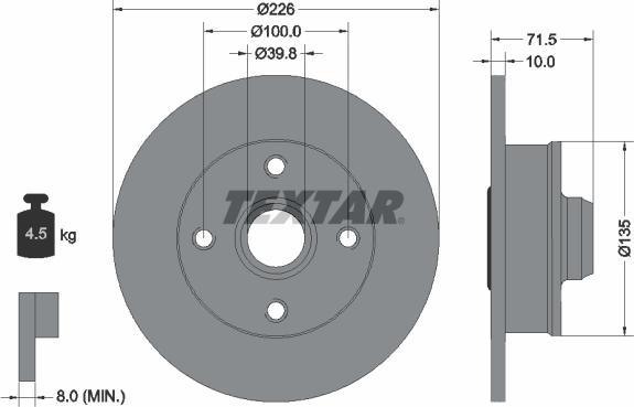 Textar 92154200 - Гальмівний диск avtolavka.club