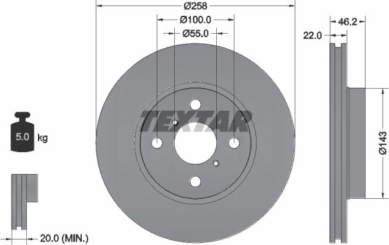 Textar 92164200 - Гальмівний диск avtolavka.club