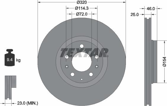 Textar 92166300 - Гальмівний диск avtolavka.club