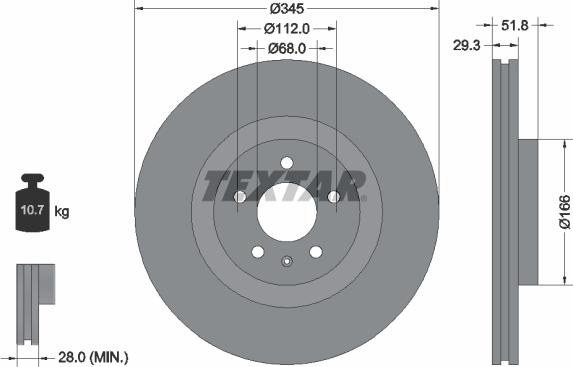 Textar 92160205 - Гальмівний диск avtolavka.club