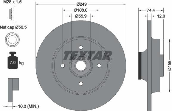 Textar 92168700 - Гальмівний диск avtolavka.club