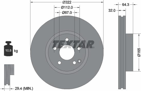 Textar 92163503 - Гальмівний диск avtolavka.club