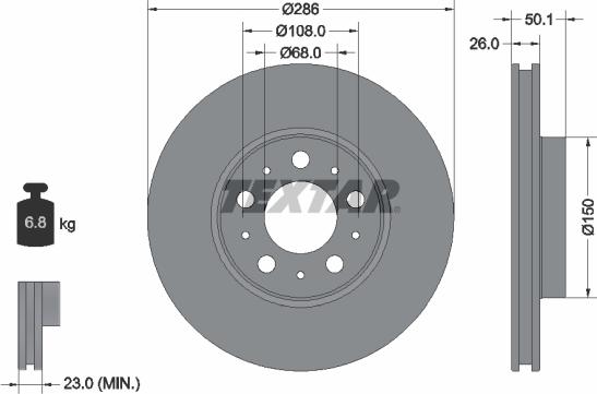 Textar 92100500 - Гальмівний диск avtolavka.club