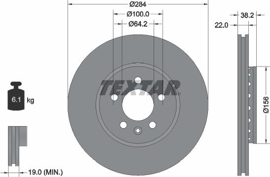 Textar 92103400 - Гальмівний диск avtolavka.club