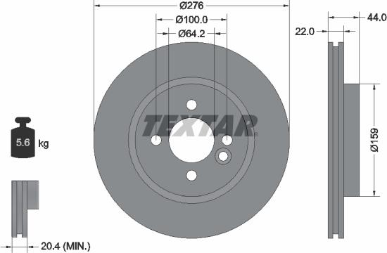 Textar 92107505 - Гальмівний диск avtolavka.club