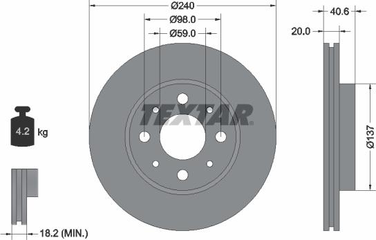 Textar 92118003 - Гальмівний диск avtolavka.club