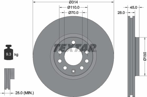 Textar 92118800 - Гальмівний диск avtolavka.club