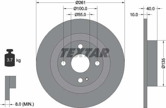 Textar 92130200 - Гальмівний диск avtolavka.club