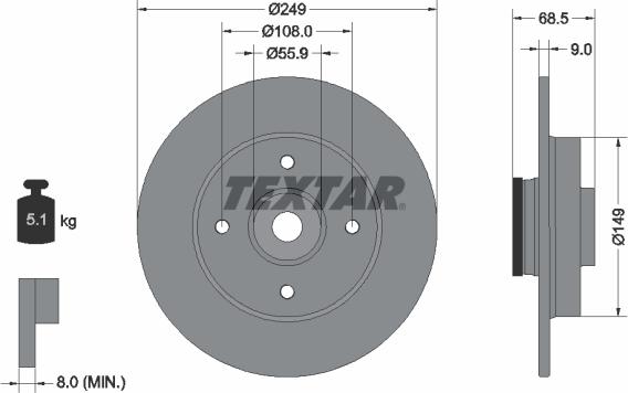 Textar 92133300 - Гальмівний диск avtolavka.club