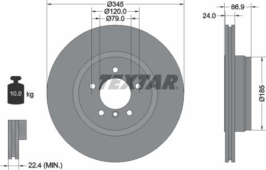 Textar 92123203 - Гальмівний диск avtolavka.club