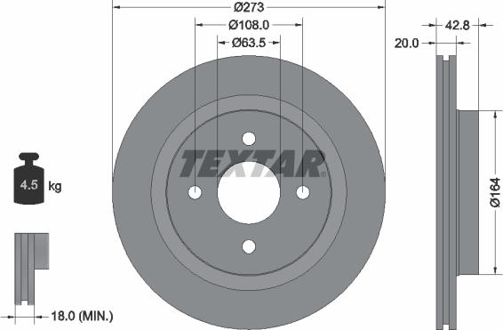 Textar 92172503 - Гальмівний диск avtolavka.club