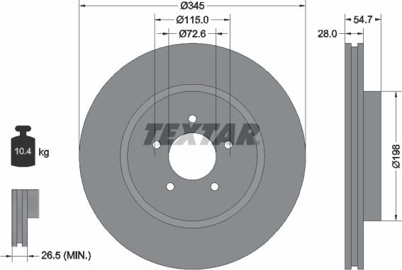 Textar 92177105 - Гальмівний диск avtolavka.club