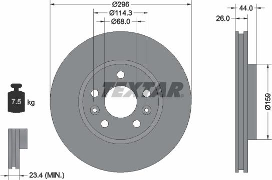 Textar 92300703 - Гальмівний диск avtolavka.club