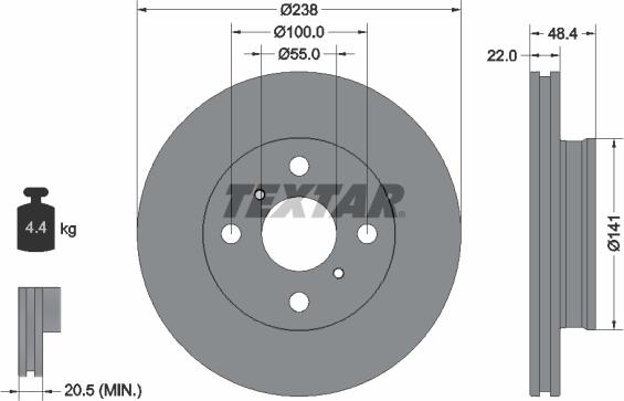 Textar 92294603 - Гальмівний диск avtolavka.club