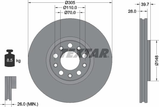 Textar 92293903 - Гальмівний диск avtolavka.club