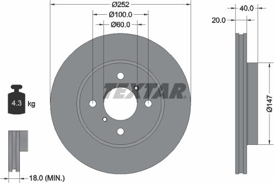 Textar 92292903 - Гальмівний диск avtolavka.club