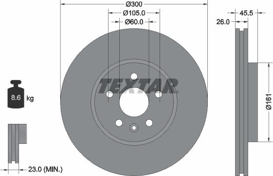 Textar 92243303 - Гальмівний диск avtolavka.club