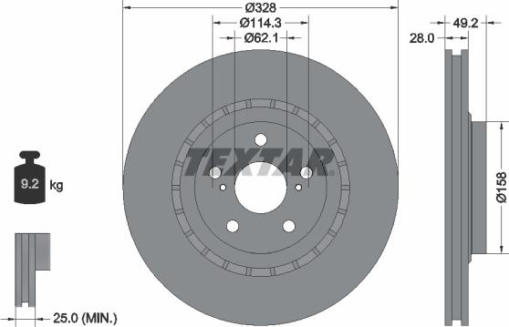 Textar 92259403 - Гальмівний диск avtolavka.club