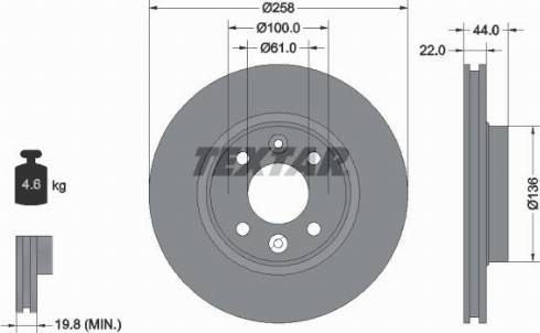 Textar 92255200 - Гальмівний диск avtolavka.club