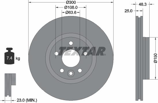 Textar 92255703 - Гальмівний диск avtolavka.club