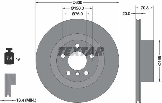 Textar 92256305 - Гальмівний диск avtolavka.club