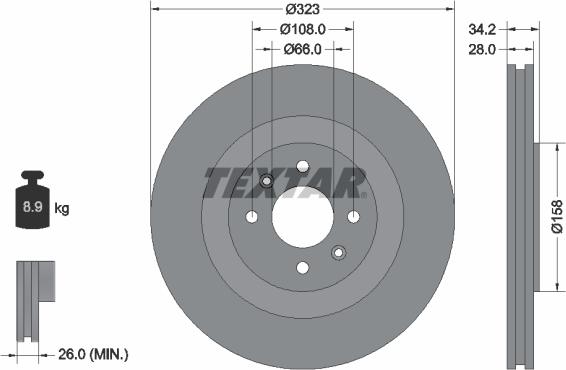 Textar 92267103 - Гальмівний диск avtolavka.club