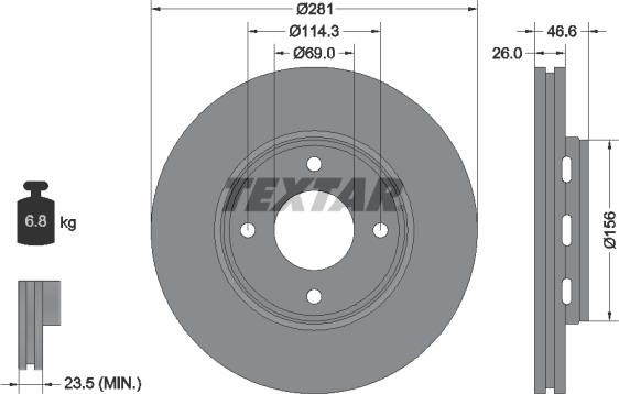 Textar 92204400 - Гальмівний диск avtolavka.club