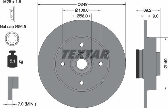 Textar 92202103 - Гальмівний диск avtolavka.club