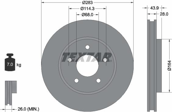 Textar 92280103 - Гальмівний диск avtolavka.club