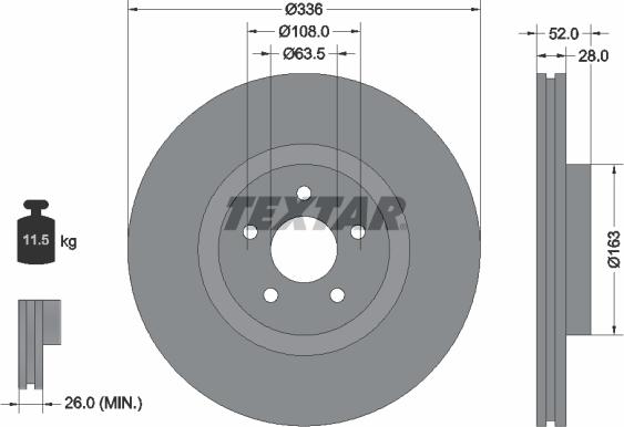 Textar 92282305 - Гальмівний диск avtolavka.club