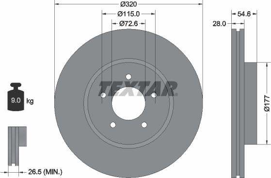 Textar 92235403 - Гальмівний диск avtolavka.club