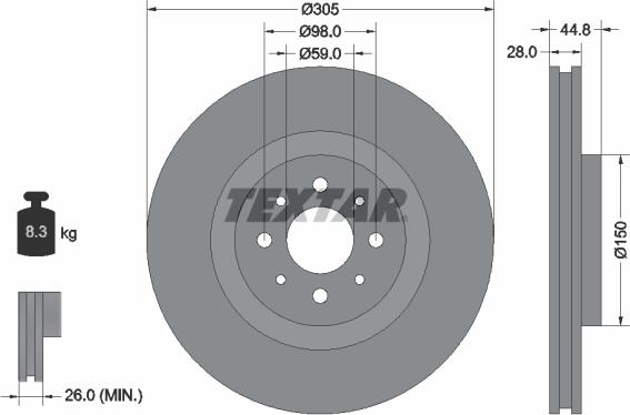 Textar 92228503 - Гальмівний диск avtolavka.club